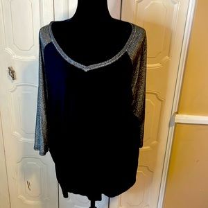 Maurices black and silver long sleeve tunic top, size 2 equals a size 20-22